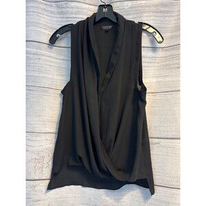 Topshop Black Sleeveless Drape V-Neck Blouse Size 2